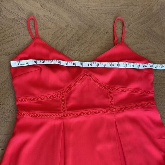 All Worthy Hunter McGrady Chiffon Dress with Lace Insets in Lollipop Red Size 12 - Picture 8 of 9